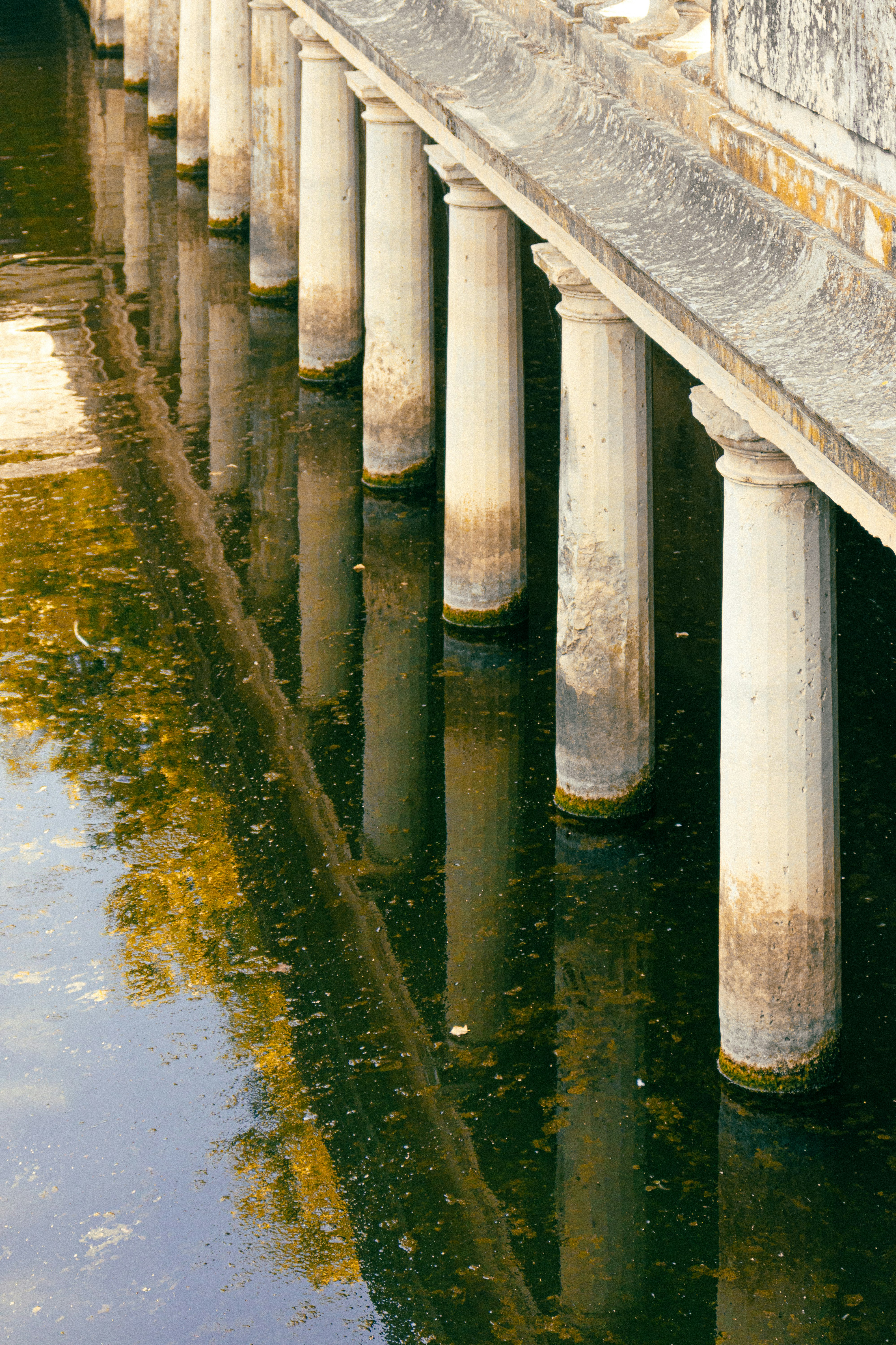 white wooden bridge over water